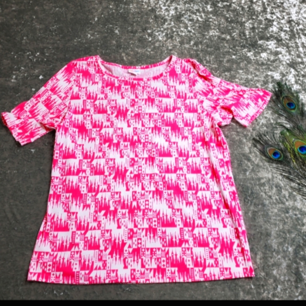 LuLaRoe Disney Castle Pink Top